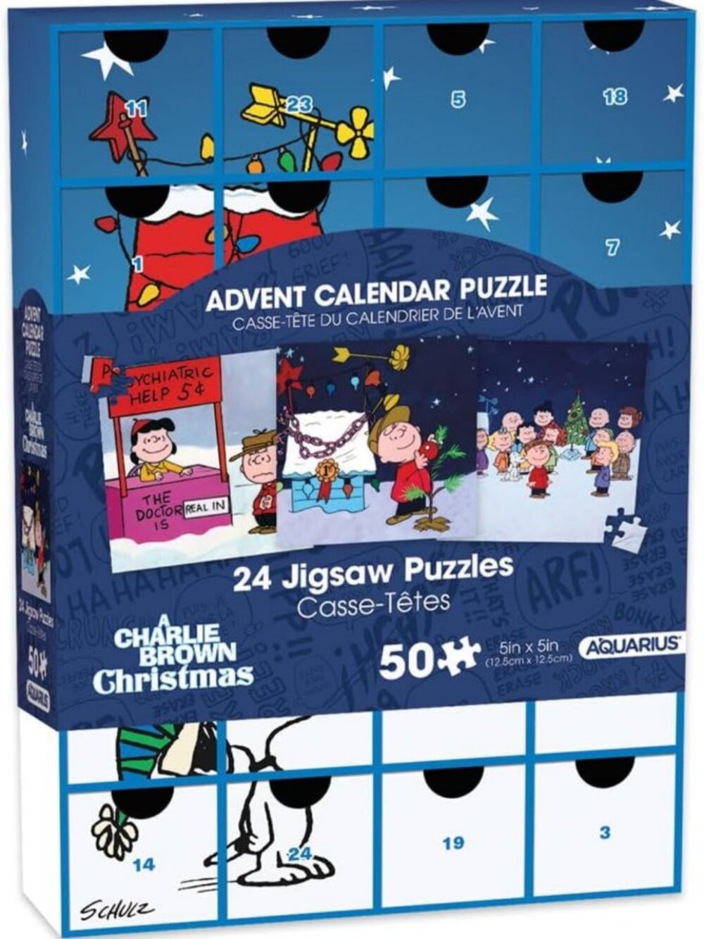 Peanuts Advent Calendar Puzzle Set - 24 Jigsaw Puzzles, 50 Pieces Each, Fun